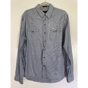 Bowen London Men's‎ Long-Sleeve Button Up Blue Check Shirt Size Large
